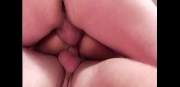  Two lucky guys fuck this cute little asian brunette Jamacia in all her holes